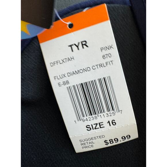New ~ TYR ~ Flux Diamond Controlfit One-Piece Swimsuit Size 16 - Picture 9 of 12